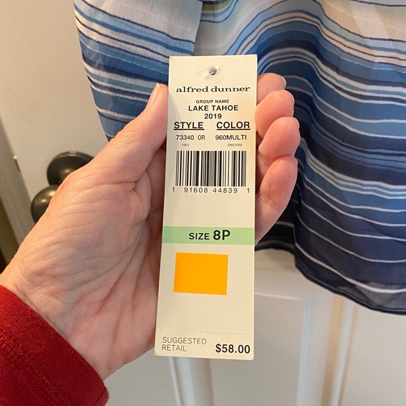 Alfred Dunner Striped Top with Blue Lace Accent - Picture 9 of 9